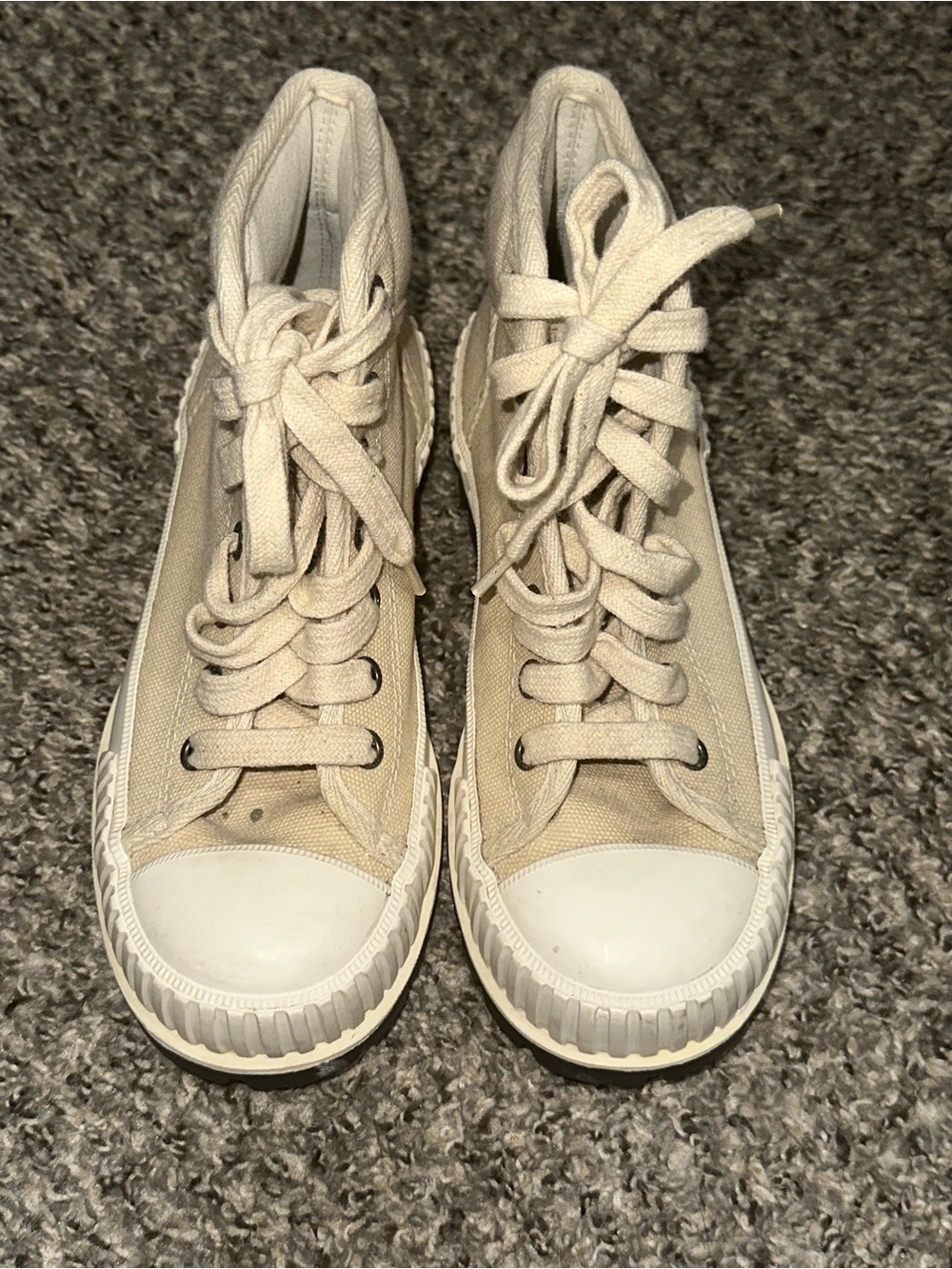 Palladium Canvas High-Top Sneakers in Light Beige
